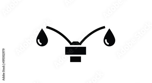 Garden Water Sprinkler Icon Silhouette on White Background