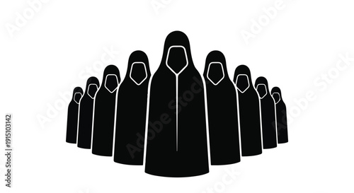 Diverse group of people in black hooded robes standing together