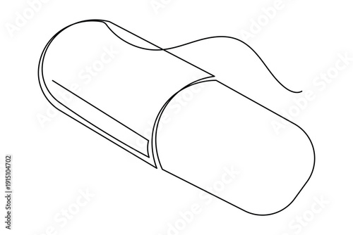 Medical tablet icon single line art minimalist design isolated outline pill illustration