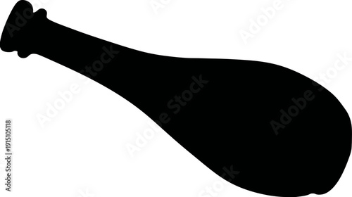 A silhouette of a champagne bottle with a long, slender neck and rounded body