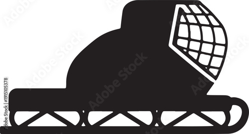 Ice hockey skate with blade and detailed cage representing winter sports equipment activity