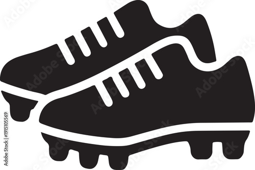 Pair of black soccer cleats, sports footwear for field games and athletic performance