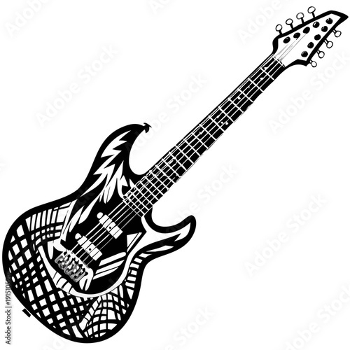 electric guitar silhouette icon illustration for music, instrument, and sound design
