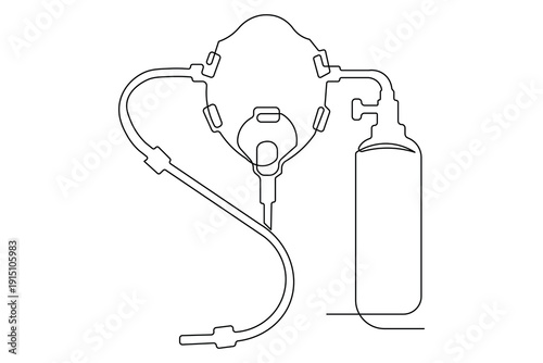 Respiratory support symbol continuous outline drawing simple style medical health element