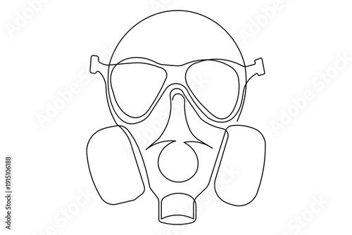 Single line art illustration of oxygen kit continuous outline drawing simple medical aid