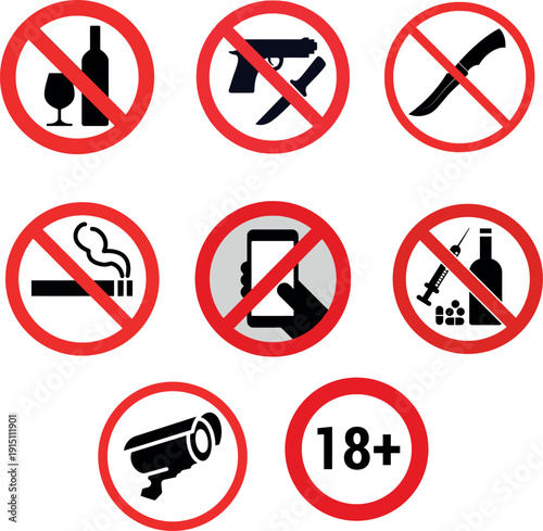 Free Download Red Prohibition Signs for Warning and Restricted Access - GFXLoad