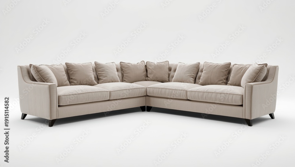 Fototapeta premium Traditional L-shaped couch on a white background