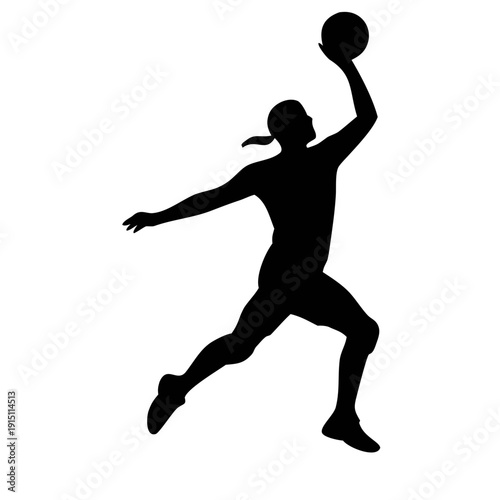 Black silhouette of volleyball players in action poses, jumping, serving, spiking, blocking silhouette 
