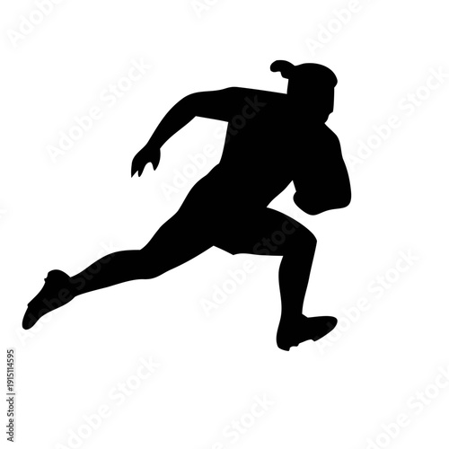 Black silhouette  of rugby players in action poses, running with ball, tackling, passing silhouette 
