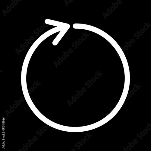 円形の更新矢印アイコン（リロード・リフレッシュ）シンプル白黒
