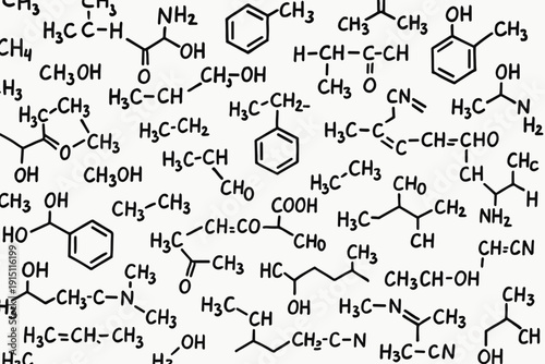 Chaotic Organic Chemistry Molecule ASCII Art | Random Functional Groups Text Illustration Funny Science