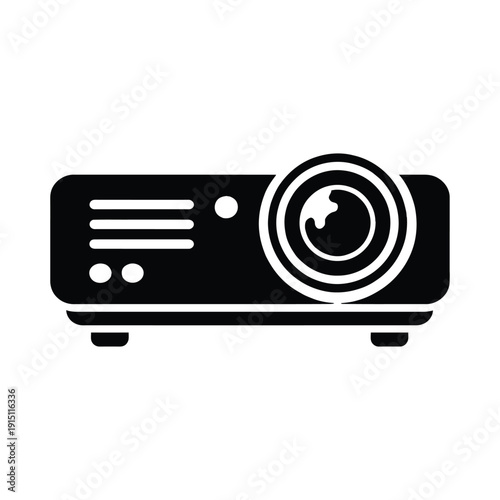 Minimalist projector  Icon Black and White Flat Vector Silhouette
