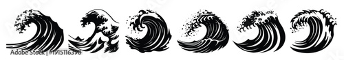 ocean wave silhouette clip art set sea wave black 
