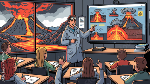 Volcano Lesson Immersive Learning Experience in Classroom.