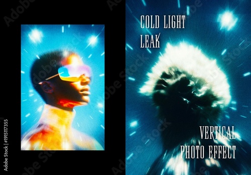 Cold Light Leak Poster Photo Effect Mockup