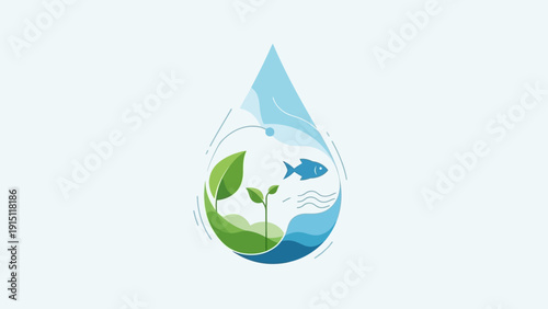 Water Drop with Ecosystem Inside.