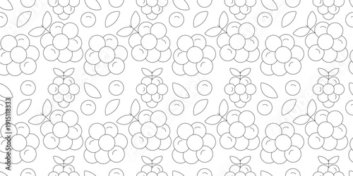 raspberry fruit seamless pattern line design background. fresh red berry illustration for healthy food packaging, wallpaper, textile, or web design. simple vector. pattern with white background 