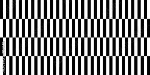 Black and white stripes with rectangles vector seamless pattern, psychedelic monochrome geometric background