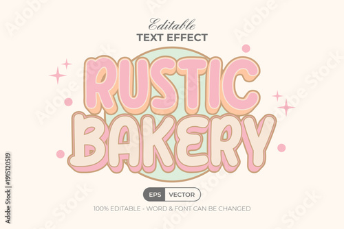 Cake Label Text Effect 3D Traditional Style. Editable Text Effect.