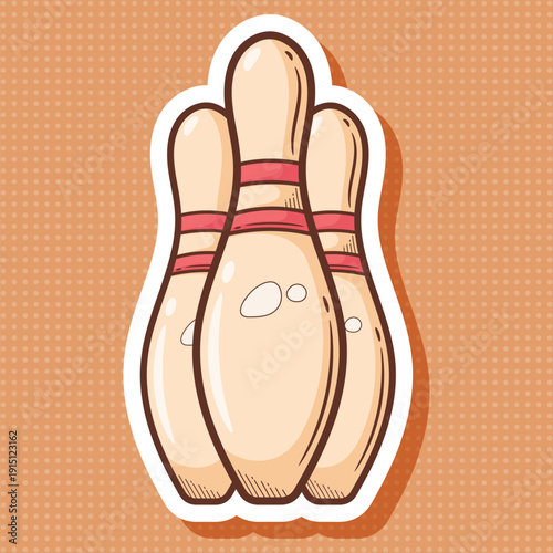 Hand drawn Bowling Pins Sticker Vector Art