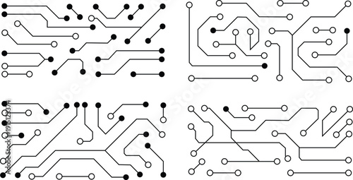 Abstract Circuit Lines Set Vector Technology Connections Collection