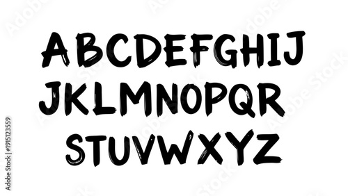 Dry Brush Alphabet A-Z Vector Typography with Japanese Calligraphy Style