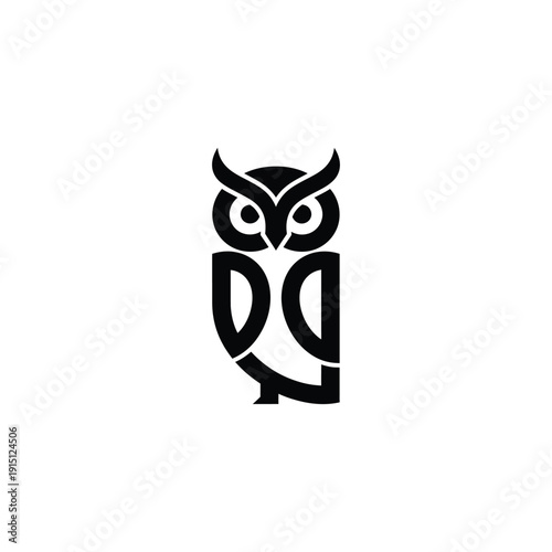Stylized owl illustration with curved lines and abstract shapes, a unique visual representation of a nocturnal bird