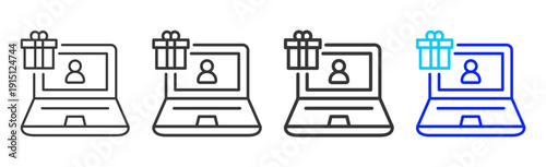 gift record Icon Set Collection Creative Outline Style for Business Audit Process with Multiple Thickness Variations Suitable for UI Branding Project