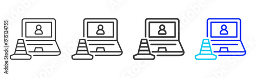 process block Icon Set Collection Creative Outline Style for Business Audit Process with Multiple Thickness Variations Suitable for UI Branding Project