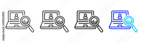 data search Icon Set Collection Creative Outline Style for Business Audit Process with Multiple Thickness Variations Suitable for UI Branding Project