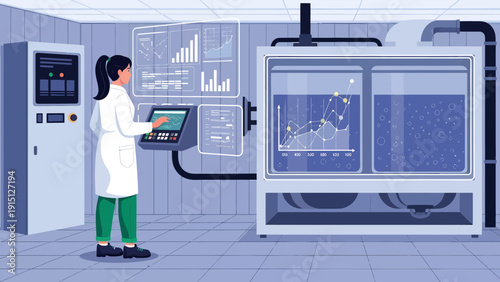 Scientist Analyzing Data in a Modern Laboratory Setting.