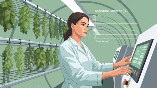 Scientist Monitoring Plant Growth in Controlled Environment.