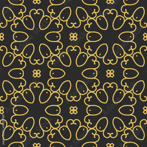 Vintage royal seamless pattern in Victorian style. Vector luxury fabric swatch with golden retro ornament