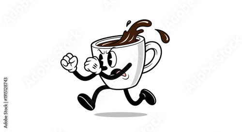 Cartoon Coffee Cup Running Character 1.