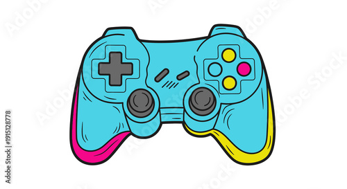 Colorful Cartoon Video Game Controller.