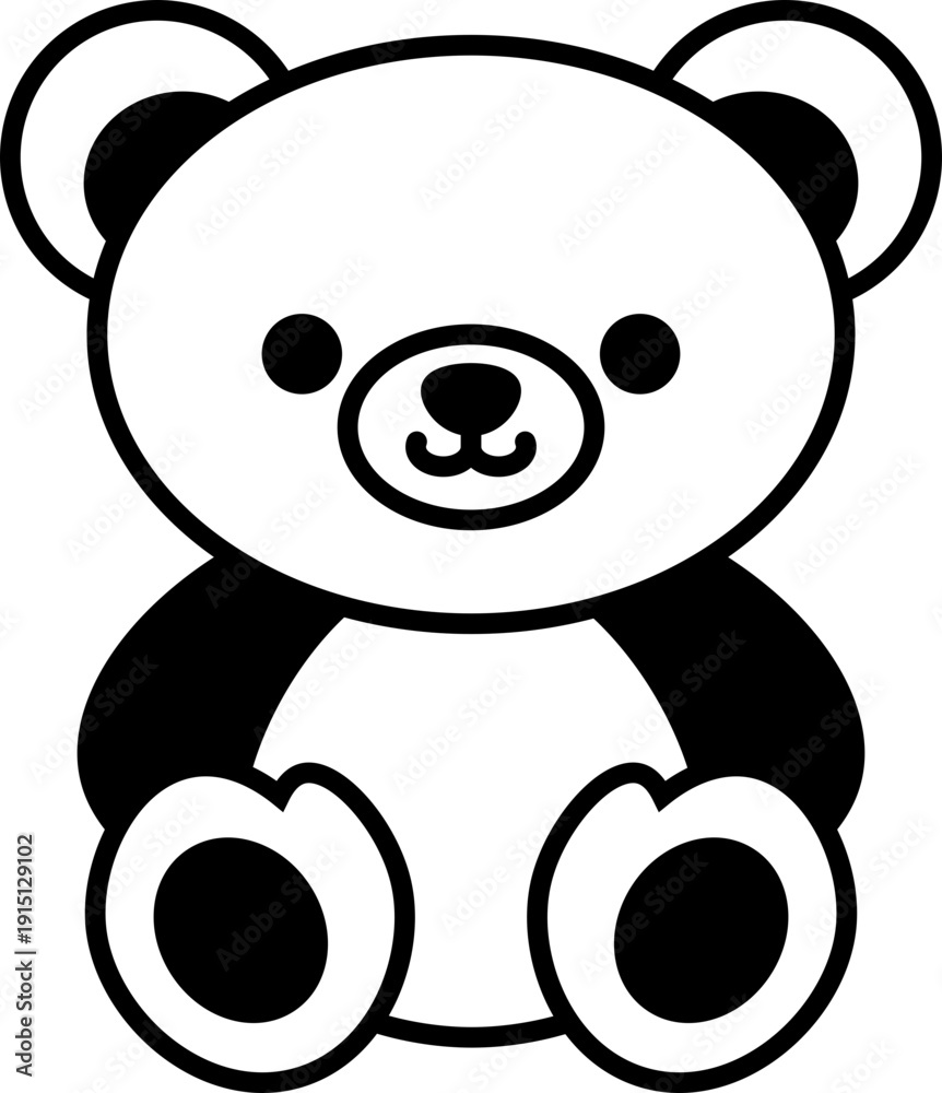 Obraz premium Illustration of a Cute Teddy Bear vector outline