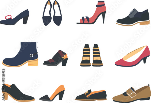 Set of different womens shoes vector illustration
