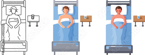 Person lying in a hospital bed with a glass of water nearby