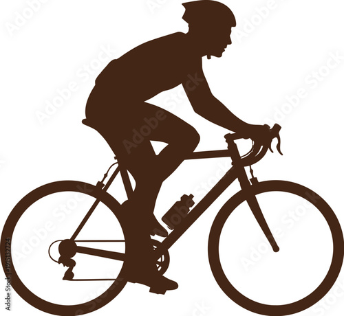 Silhouette of a cyclist riding a bicycle on a white background