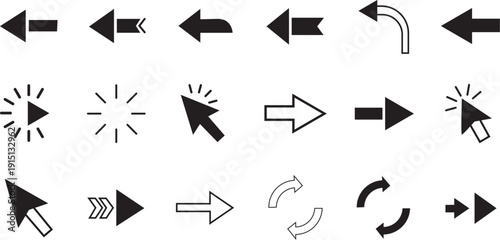 Cursor arrows and loading icons user interface icon set
