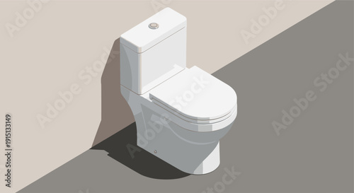 Clean isometric illustration of a white toilet. Ideal for bathroom design, plumbing services, or interior design marketing materials. Vector art.