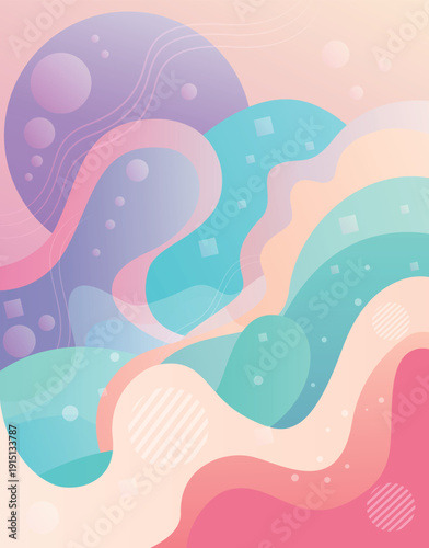 Abstract pastel wavy shapes fluid background