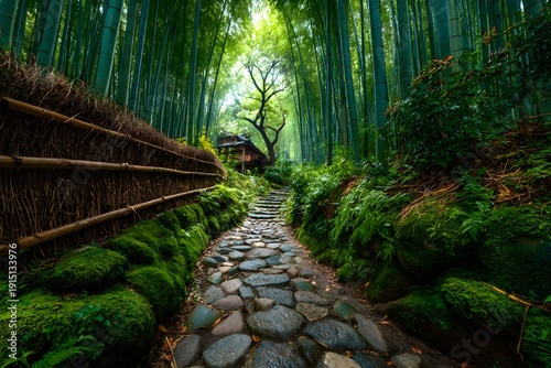Serene Bamboo Forest Pathway in Nature