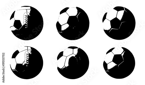 Multi-angle realistic soccer football ball vector set isolated on white background for athletic use