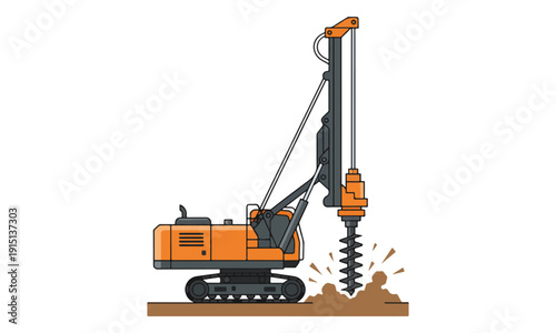 Construction Rotary Drilling Rig Boring Soil Foundation Work Icon