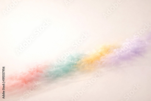 Diagonal stream of pastel colored powder clouds holi