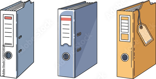 Three Ring Binders with Labels and Tags for Organizing Documents and Files