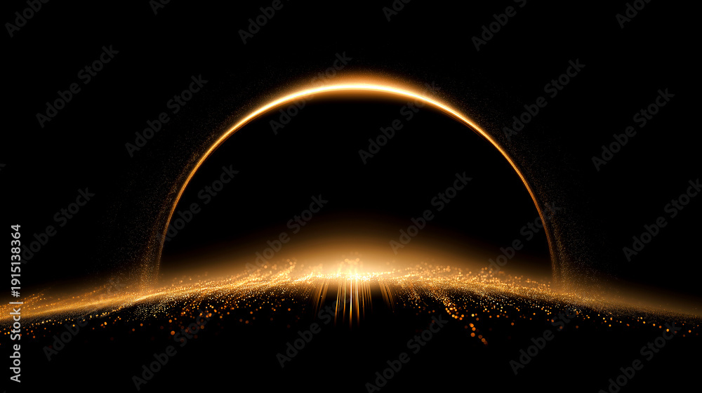 Fototapeta premium 黄金のリングと輝く光線