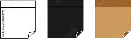 Simple graphic illustration of three rectangular documents with different color schemes displayed