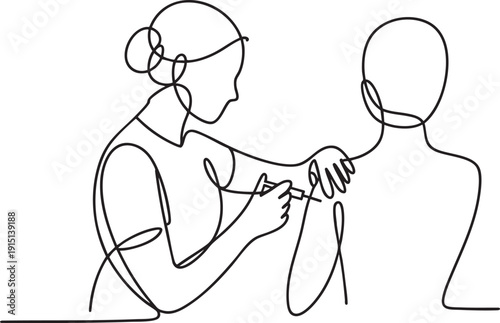 Foto Woman artist drawing abstract figure with needle and thread, creative process, h